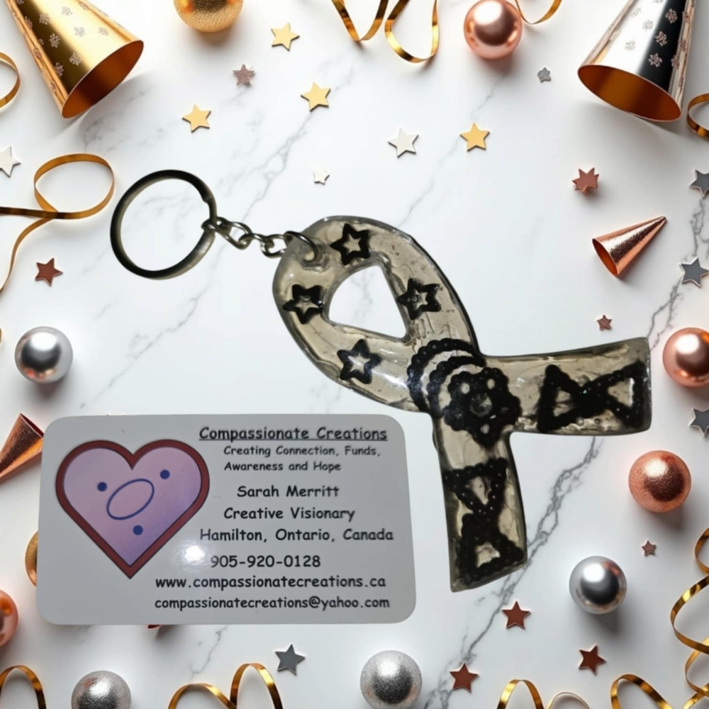Starry UV Resin Ribbon Keychain